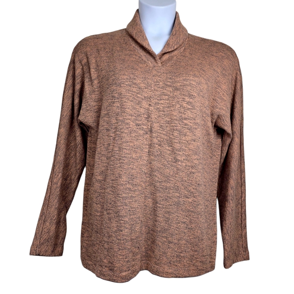 J.Jill Womens Long Sleeve Orange Heather Black Pullover Sweater Size M Tall NWOT